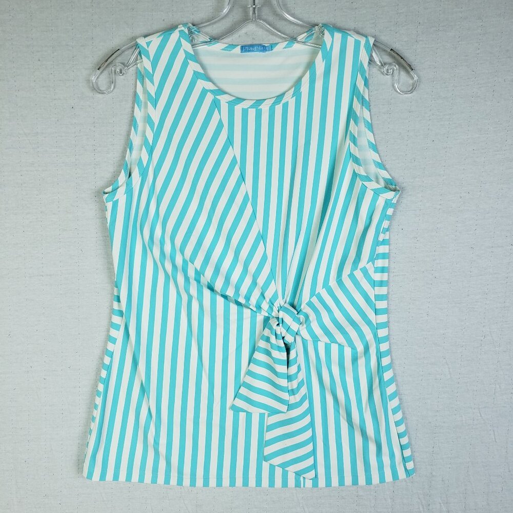 J. McLaughlin Top Catalina Cloth Striped Tie Front Sleeveless Blouse size S